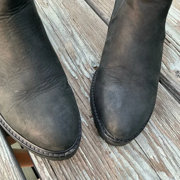 Thursday Boot Co Everyday Knockout Block Heel Boots Women Black Suede Leather